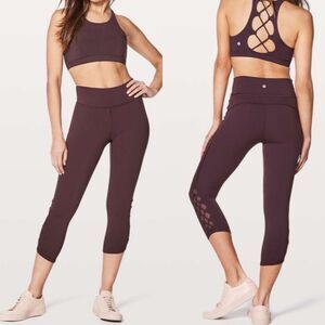 Lululemon Tied To It Crop 21" Black Cherry Size 8